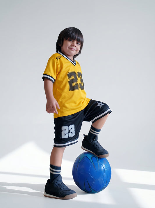 Kids Yellow Contrast Jersey Track