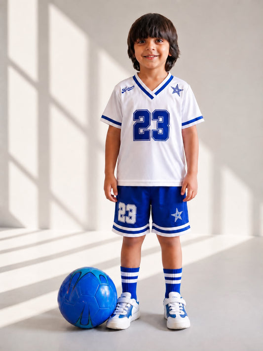 Kids Blue Contrast Jersey Track