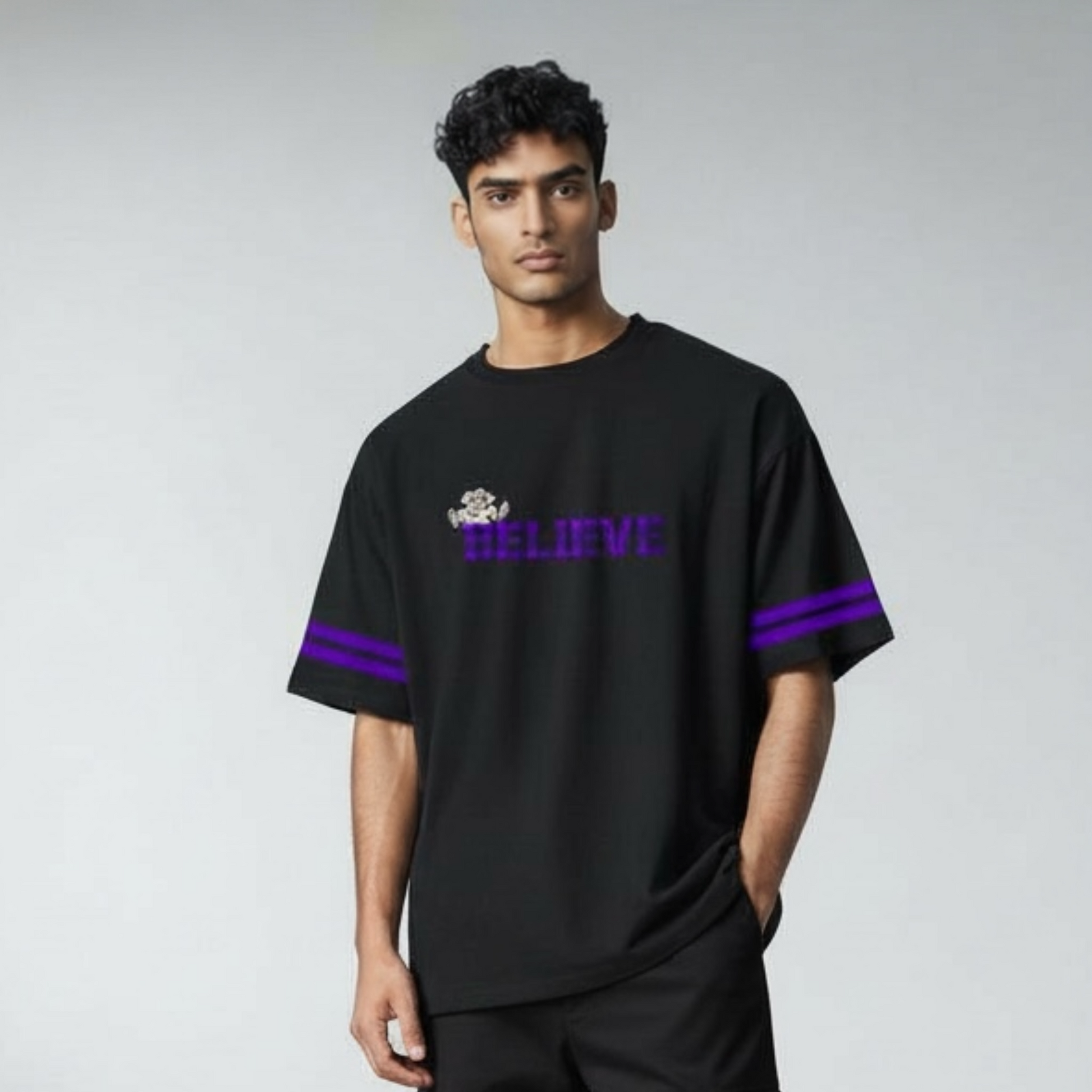Black Gear Edition Oversized T-shirt for men and women - Believe Clothing Pakistan.