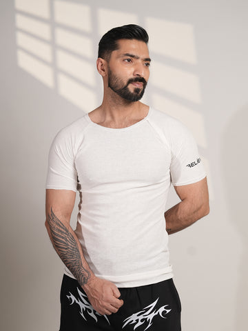 Raw Neck White Tee