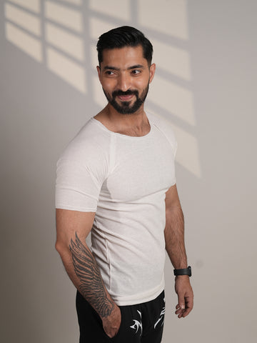 Raw Neck White Tee