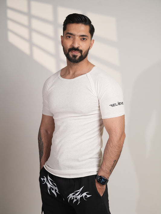 Raw Neck White Tee